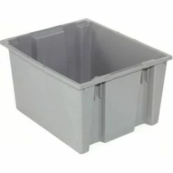 Flash Sale 🔔 Global Industrial™ Stack and Nest Storage Container SNT225 No Lid 23-1/2 x 19-1/2 x 10, Gray - Pkg Qty 3 🧨