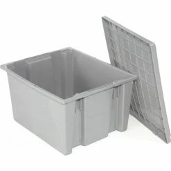 Budget 🎉 Global Industrial Lid LID301 for Stack and Nest Storage Container SNT300, Gray - Pkg Qty 3 😀 -Containers shop 498427GY 02 1