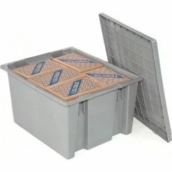 Flash Sale 🔔 Global Industrial™ Stack and Nest Storage Container SNT225 No Lid 23-1/2 x 19-1/2 x 10, Gray - Pkg Qty 3 🧨 -Containers shop 498427GY 04