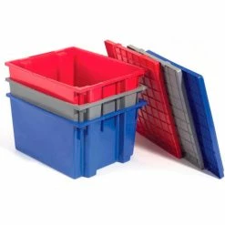 Deals 👏 Akro-Mils Nest & Stack Tote 35225 - 23-1/2"L x 19-1/2"W x 10"H, Gray - Pkg Qty 3 😉 -Containers shop 498427GY 14 3