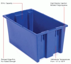 New 🔔 Akro-Mils Nest & Stack Tote 35200 - 19-1/2"L x 13-1/2"W x 8"H, Blue - Pkg Qty 6 🔔 -Containers shop 498830BL 1wco