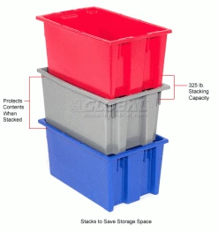 New 🔔 Akro-Mils Nest & Stack Tote 35200 - 19-1/2"L x 13-1/2"W x 8"H, Blue - Pkg Qty 6 🔔 -Containers shop 498830 4wco 1