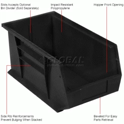 Wholesale 🥰 Plastic Stack & Hang Bin, 8-1/4"W x 18"D x 9"H, Black - Pkg Qty 6 🥰 -Containers shop 550106BK 1wco