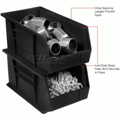 Wholesale 🥰 Plastic Stack & Hang Bin, 8-1/4"W x 18"D x 9"H, Black - Pkg Qty 6 🥰 -Containers shop 550106BK 3wco