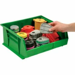 Hot Sale ✨ Plastic Stack & Hang Bin, 16-1/2"W x 10-7/8"D x 5"H, Green - Pkg Qty 6 ⌛ -Containers shop 550114GN 02