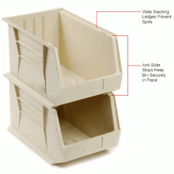 Buy 🎁 Plastic Stack & Hang Bin, 11"W x 18"D x 10"H, Ivory - Pkg Qty 4 ⭐ -Containers shop 550119BG 3wco