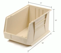 Buy 🎁 Plastic Stack & Hang Bin, 11"W x 18"D x 10"H, Ivory - Pkg Qty 4 ⭐ -Containers shop 550119BG dim