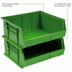Hot Sale ✨ Plastic Stack & Hang Bin, 16-1/2"W x 10-7/8"D x 5"H, Green - Pkg Qty 6 ⌛ -Containers shop 550125GN 3wco