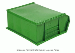 Hot Sale ✨ Plastic Stack & Hang Bin, 16-1/2"W x 10-7/8"D x 5"H, Green - Pkg Qty 6 ⌛ -Containers shop 550125GN 4wco