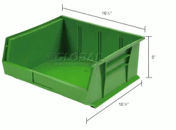 Hot Sale ✨ Plastic Stack & Hang Bin, 16-1/2"W x 10-7/8"D x 5"H, Green - Pkg Qty 6 ⌛ -Containers shop 550125GN dim