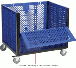 Hot Sale 😍 Global Industrial™ Easy Assembly Vented Wall Container - Drop Gate/Casters 39-1/4x31-1/2x34 OH ✨ -Containers shop 603087DCIN 4wco