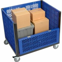 Hot Sale 😍 Global Industrial™ Easy Assembly Vented Wall Container - Drop Gate/Casters 39-1/4x31-1/2x34 OH ✨ -Containers shop 603087DC 07