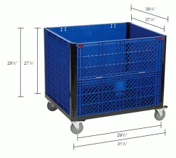Hot Sale 😍 Global Industrial™ Easy Assembly Vented Wall Container - Drop Gate/Casters 39-1/4x31-1/2x34 OH ✨ -Containers shop 603087DC dim