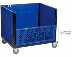 Hot Sale 😍 Global Industrial™ Easy Assembly Vented Wall Container - Drop Gate/Casters 39-1/4x31-1/2x34 OH ✨ -Containers shop 603087DC dim2