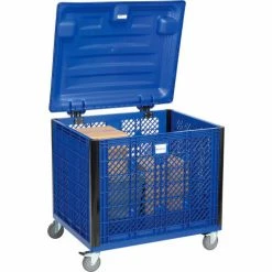 Brand new 🎁 Global Industrial™ Easy Assembly Vented Wall Container - Lid/Casters 39-1/4x31-1/2x34 Overall 🔔 -Containers shop 603087P 05