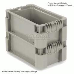 Promo 🤩 Global Industrial™ Stackable Straight Wall Container, Solid, 12"Lx7-3/8"Wx5"H, Gray 🧨 -Containers shop 652740 3wco