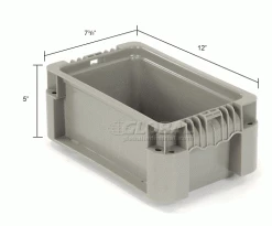 Promo 🤩 Global Industrial™ Stackable Straight Wall Container, Solid, 12"Lx7-3/8"Wx5"H, Gray 🧨 -Containers shop 652740 dim
