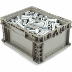 Best Sale 🎉 Global Industrial™ Stackable Straight Wall Container, Solid, 12"Lx15"Wx7-1/2"H, Gray 🥰 -Containers shop 652742 08