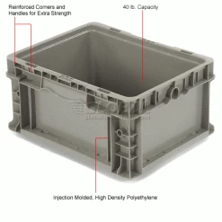 Best Sale 🎉 Global Industrial™ Stackable Straight Wall Container, Solid, 12"Lx15"Wx7-1/2"H, Gray 🥰 -Containers shop 652742 1wco