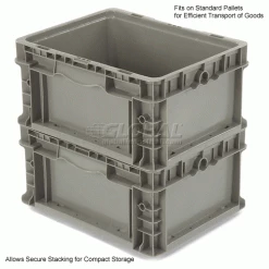 Best Sale 🎉 Global Industrial™ Stackable Straight Wall Container, Solid, 12"Lx15"Wx7-1/2"H, Gray 🥰 -Containers shop 652742 3wco