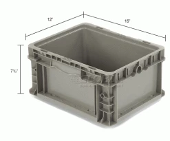 Best Sale 🎉 Global Industrial™ Stackable Straight Wall Container, Solid, 12"Lx15"Wx7-1/2"H, Gray 🥰 -Containers shop 652742 dim