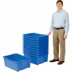 Buy 😍 LEWISBins SN2618-10 Polyethylene Container 26"L x 18-3/4"W x 10"H, Blue - Pkg Qty 5 ✨ -Containers shop 652909BL 03