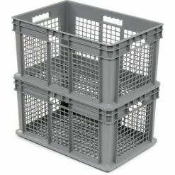 Promo 🎁 Global Industrial™ Mesh Straight Wall Container, 23-3/4"Lx15-3/4"Wx12-1/4"H, Gray - Pkg Qty 3 ✔️ -Containers shop 662113