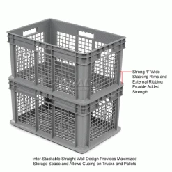 Promo 🎁 Global Industrial™ Mesh Straight Wall Container, 23-3/4"Lx15-3/4"Wx12-1/4"H, Gray - Pkg Qty 3 ✔️ -Containers shop 662113 2wco