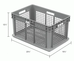 Promo 🎁 Global Industrial™ Mesh Straight Wall Container, 23-3/4"Lx15-3/4"Wx12-1/4"H, Gray - Pkg Qty 3 ✔️ -Containers shop 662113 dim