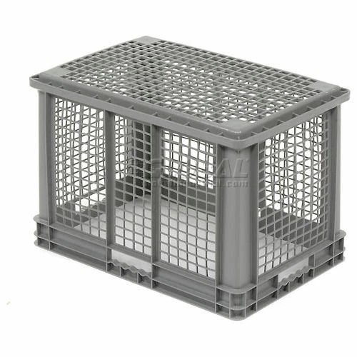 Outlet 😍 Global Industrial Mesh Straight Wall Container, 23-3/4"Lx15-3/4"Wx16-1/8"H, Gray - Pkg Qty 2 👍 2 Outlet 😍 Global Industrial Mesh Straight Wall Container, 23-3/4"Lx15-3/4"Wx16-1/8"H, Gray - Pkg Qty 2 👍 - Image 2