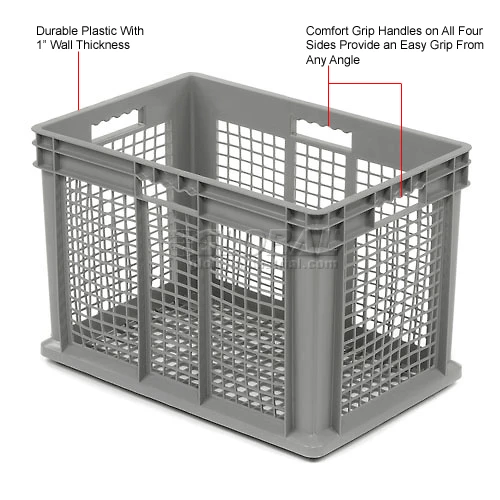 Outlet 😍 Global Industrial Mesh Straight Wall Container, 23-3/4"Lx15-3/4"Wx16-1/8"H, Gray - Pkg Qty 2 👍 10 Outlet 😍 Global Industrial Mesh Straight Wall Container, 23-3/4"Lx15-3/4"Wx16-1/8"H, Gray - Pkg Qty 2 👍 - Image 10