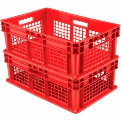 Deals 🎁 Global Industrial™ Mesh Straight Wall Container, Solid Base, 23-3/4"Lx15-3/4"Wx8-1/4"H, Red - Pkg Qty 4 👏 -Containers shop 662120RD 03
