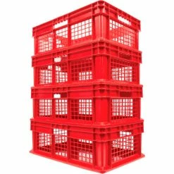 Deals 🎁 Global Industrial™ Mesh Straight Wall Container, Solid Base, 23-3/4"Lx15-3/4"Wx8-1/4"H, Red - Pkg Qty 4 👏 -Containers shop 662120RD 04