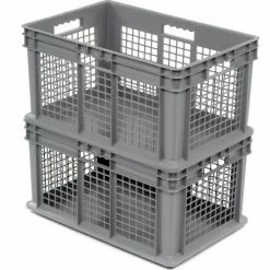 Best deal 🔥 Global Industrial Mesh Straight Wall Container, Solid Base, 23-3/4"Lx15-3/4"Wx12-1/4"H, Gray - Pkg Qty 3 🤩 -Containers shop 662121