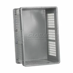 Best deal 🔥 Global Industrial Mesh Straight Wall Container, Solid Base, 23-3/4"Lx15-3/4"Wx12-1/4"H, Gray - Pkg Qty 3 🤩 -Containers shop 662121 03