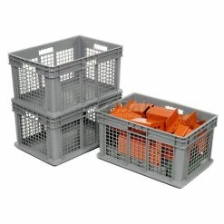 Best deal 🔥 Global Industrial Mesh Straight Wall Container, Solid Base, 23-3/4"Lx15-3/4"Wx12-1/4"H, Gray - Pkg Qty 3 🤩 -Containers shop 662121 04