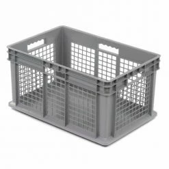 Best deal 🔥 Global Industrial™ Mesh Straight Wall Container, Solid Base, 23-3/4"Lx15-3/4"Wx12-1/4"H, Gray - Pkg Qty 3 🤩
