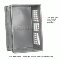 Best deal 🔥 Global Industrial Mesh Straight Wall Container, Solid Base, 23-3/4"Lx15-3/4"Wx12-1/4"H, Gray - Pkg Qty 3 🤩 -Containers shop 662121 3wco