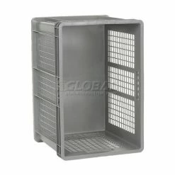Deals 🥰 Global Industrial™ Mesh Straight Wall Container, Solid Base, 23-3/4"Lx 15-3/4"x16-1/8"H, Gray - Pkg Qty 2 🔔 -Containers shop 662122 03