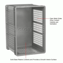 Deals 🥰 Global Industrial™ Mesh Straight Wall Container, Solid Base, 23-3/4"Lx 15-3/4"x16-1/8"H, Gray - Pkg Qty 2 🔔 -Containers shop 662122 3wco