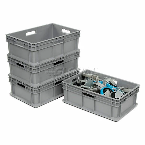 Discount 🌟 Global Industrial Solid Straight Wall Container, 23-3/4"Lx15-3/4"Wx8-1/4"H, Gray - Pkg Qty 4 🛒 6 Discount 🌟 Global Industrial Solid Straight Wall Container, 23-3/4"Lx15-3/4"Wx8-1/4"H, Gray - Pkg Qty 4 🛒 - Image 6