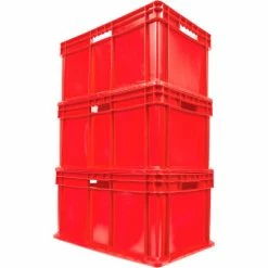 Promo 👍 Global Industrial™ Solid Straight Wall Container, 23-3/4"Lx15-3/4"Wx12-1/4"H, Red - Pkg Qty 3 🎁 -Containers shop 662125RD 04