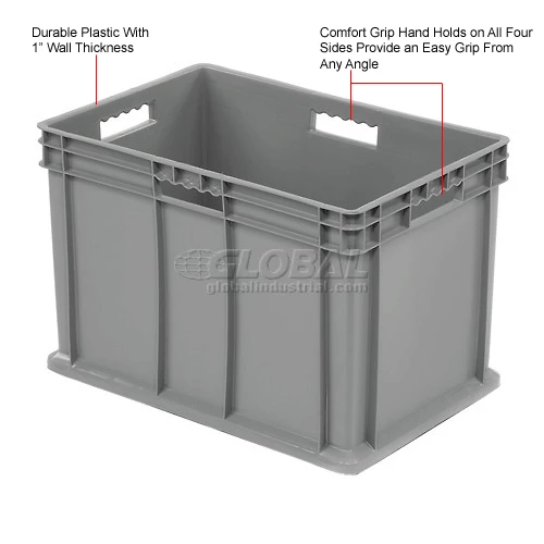 Best deal 🛒 Global Industrial Solid Straight Wall Container, 23-3/4"Lx15-3/4"Wx16-1/8"H, Gray - Pkg Qty 2 🤩 10 Best deal 🛒 Global Industrial Solid Straight Wall Container, 23-3/4"Lx15-3/4"Wx16-1/8"H, Gray - Pkg Qty 2 🤩 - Image 10