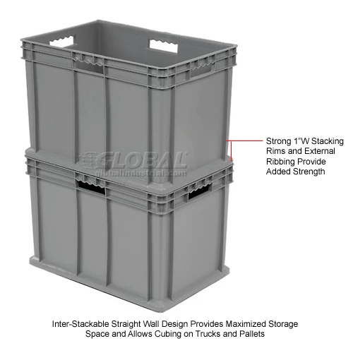 Best deal 🛒 Global Industrial Solid Straight Wall Container, 23-3/4"Lx15-3/4"Wx16-1/8"H, Gray - Pkg Qty 2 🤩 11 Best deal 🛒 Global Industrial Solid Straight Wall Container, 23-3/4"Lx15-3/4"Wx16-1/8"H, Gray - Pkg Qty 2 🤩 - Image 11