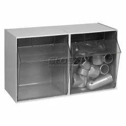 Discount ⭐ Quantum Storage Systems Quantum Tip Out Storage Bin QTB302 - 2 Compartments Gray ✔️