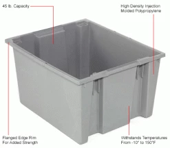 Deals 👏 Akro-Mils Nest & Stack Tote 35225 - 23-1/2"L x 19-1/2"W x 10"H, Gray - Pkg Qty 3 😉 -Containers shop 752429GY 1wco