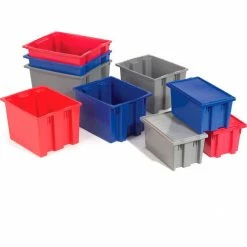 Brand new 🛒 Global Industrial™ Stack and Nest Storage Container SNT240 No Lid 23-1/2 x 15-1/2 x 12, Red - Pkg Qty 3 😉 -Containers shop 752430RD 19