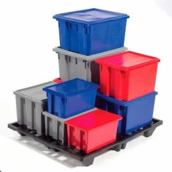 Hot Sale ✨ Global Industrial Stack and Nest Storage Container SNT180 No Lid 18 x 11 x 6, Blue - Pkg Qty 6 🔔 -Containers shop 752431BL 17