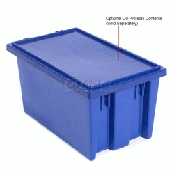 Hot Sale ✨ Global Industrial Stack and Nest Storage Container SNT180 No Lid 18 x 11 x 6, Blue - Pkg Qty 6 🔔 -Containers shop 752431BL 6wco