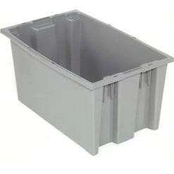 Discount 🛒 Global Industrial™ Stack and Nest Storage Container SNT200 No Lid 19-1/2 x 13-1/2 x 8, Gray - Pkg Qty 6 👍